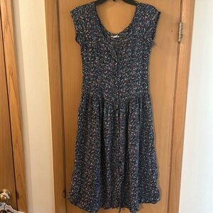 Komil Women’s Vintage Floral Button Down Midi Dress Cottagecore Size Small